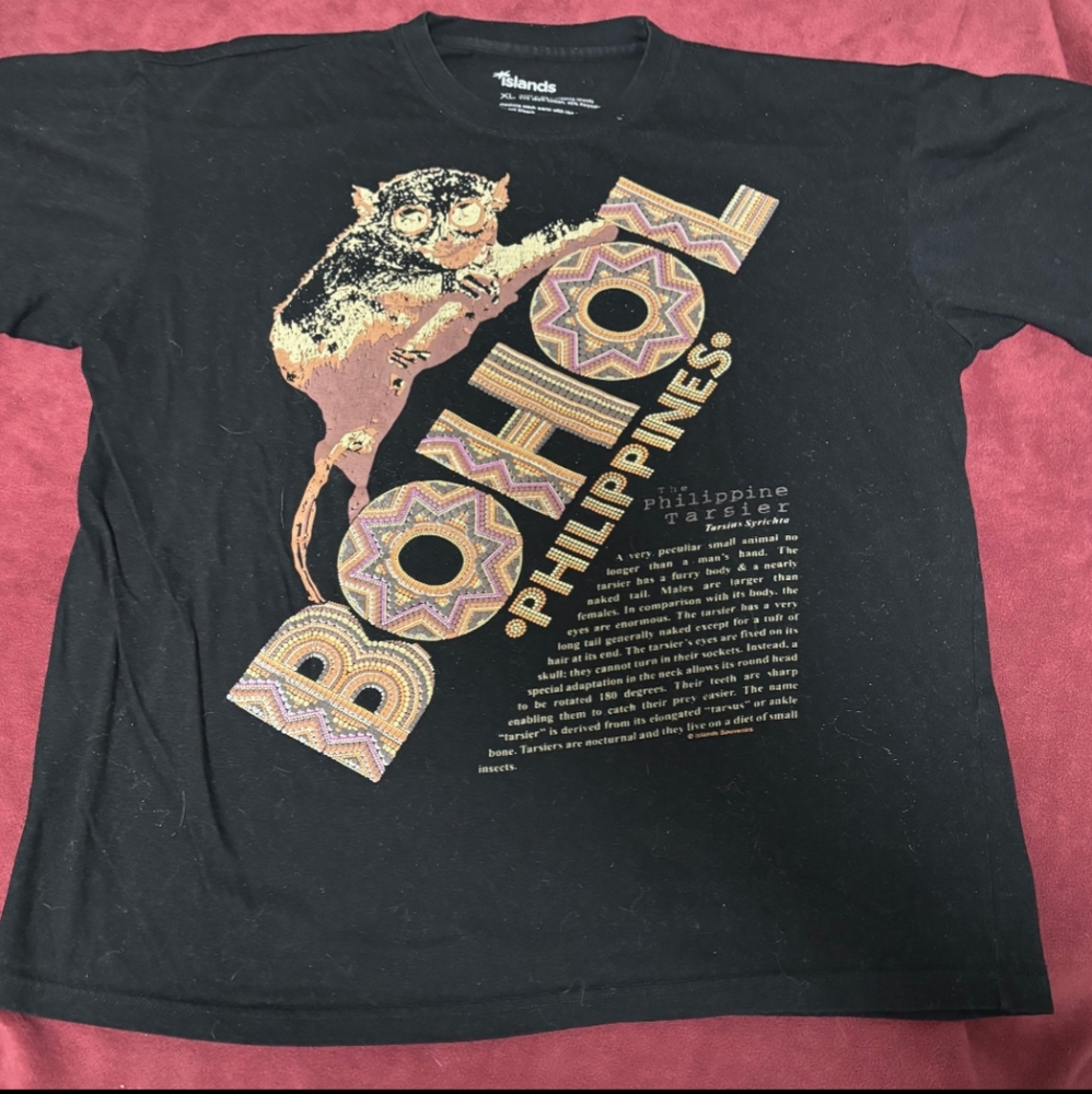 Bohol Philippines Tarsier Black T-shirt - Size XL